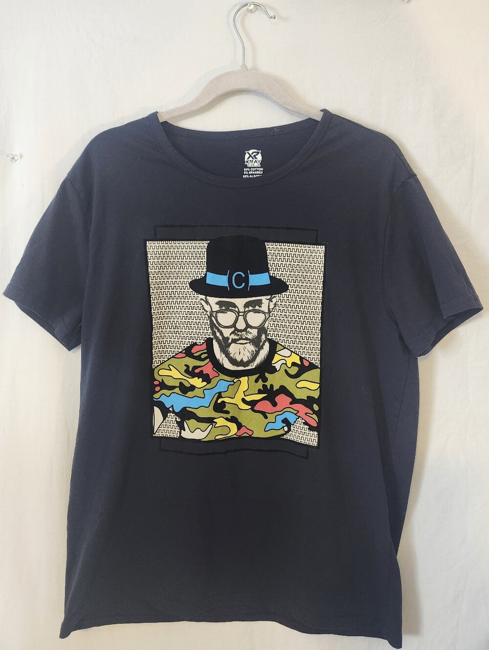 Men's XRAY Black Graphic Tee with Multicolor Print